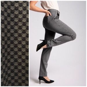 Betabrand Black & Gary Catstooth Print Pants